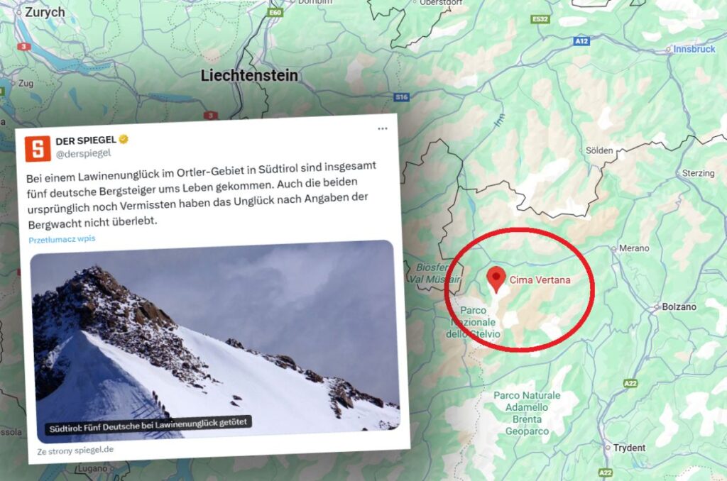 Tragiczna lawina w Alpach włoskich: Trzy ofiary śmiertelne, dwóch osób poszukiwanych