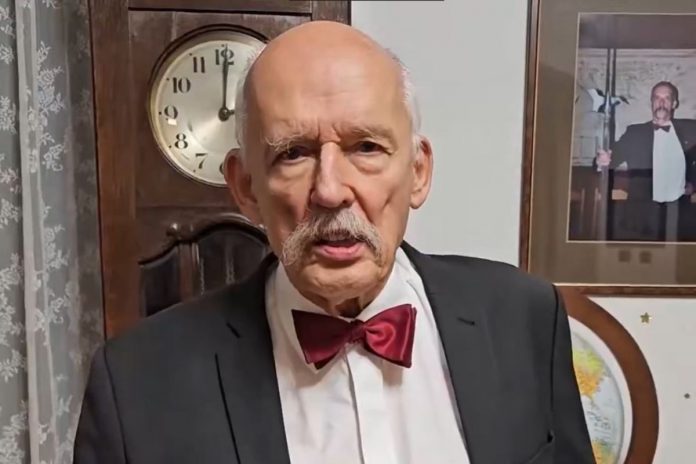 Janusz Korwin-Mikke o głośnym transparencie: "To nie działa. Potrzebne są gruntowne reformy" [WIDEO]